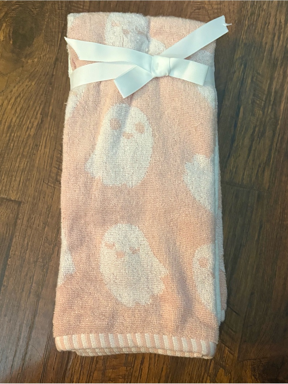 NEW Caro Home 3 Pink Halloween GHOSTS Hand Kitchen Towels 16” X 30” 100% Cotton